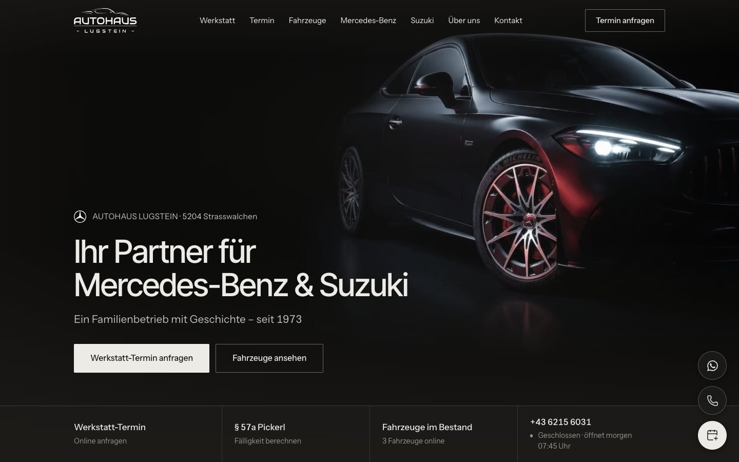 Startseite von auto-lugstein.at: Autohaus Lugstein, Mercedes-Benz und Suzuki in Straßwalchen, am Laptop